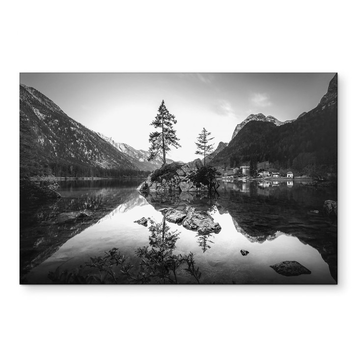 Wandbild Malerische Landschaft mit glasklarem Bergsee - Hintersee - Alu-Dibond - WA422871
