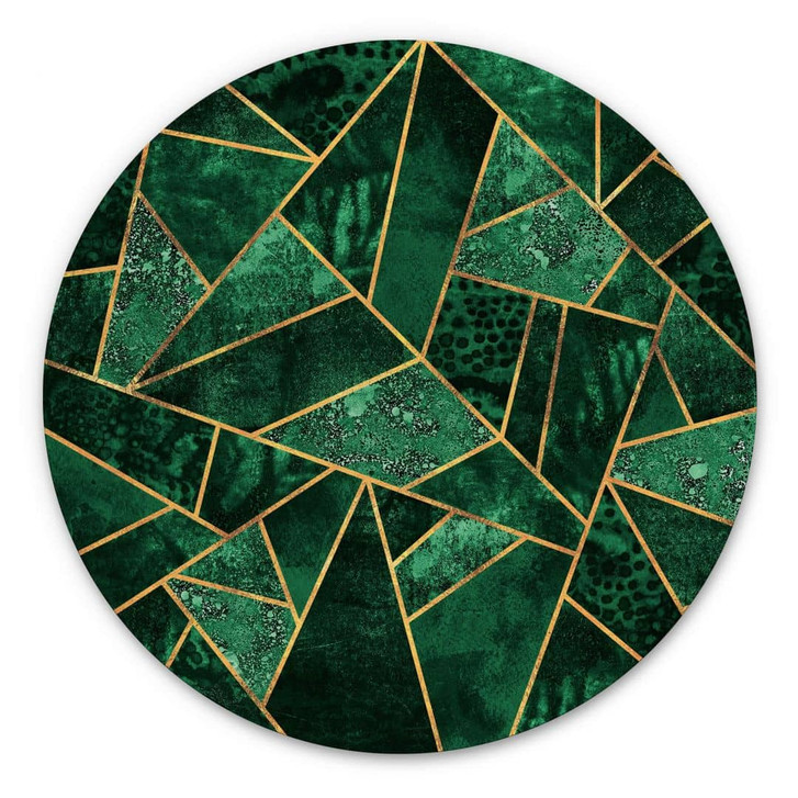 Alu-Dibond Fredriksson - Dunkelgrüner Smaragd - Rund - WA319806