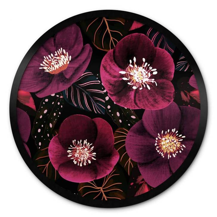 Blumen Poster Florale Blütenpracht in Purpurtönen - Anis Illustration - Rund - WA448049