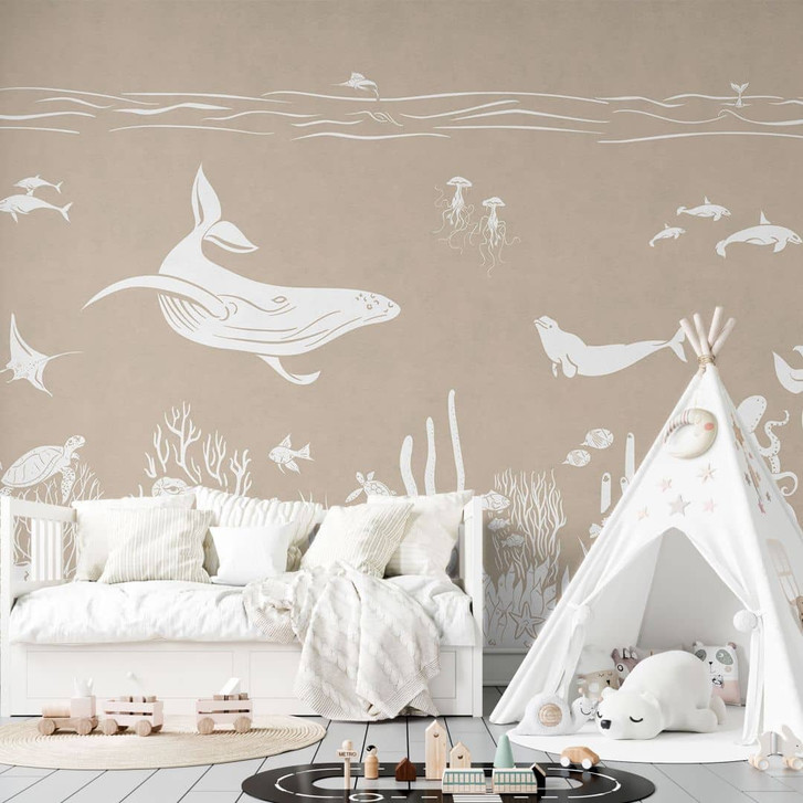 Fototapete Faszinierende Meerestiere im Ozean - Braun - Kikki Belle - WA443587