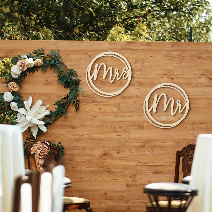 Holz Schriftzug Hochzeit Mr and Mrs - Pappel - WA355006