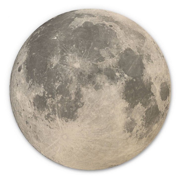 Holzbild Vollmond schwarz-weiss - Rund - WA401041