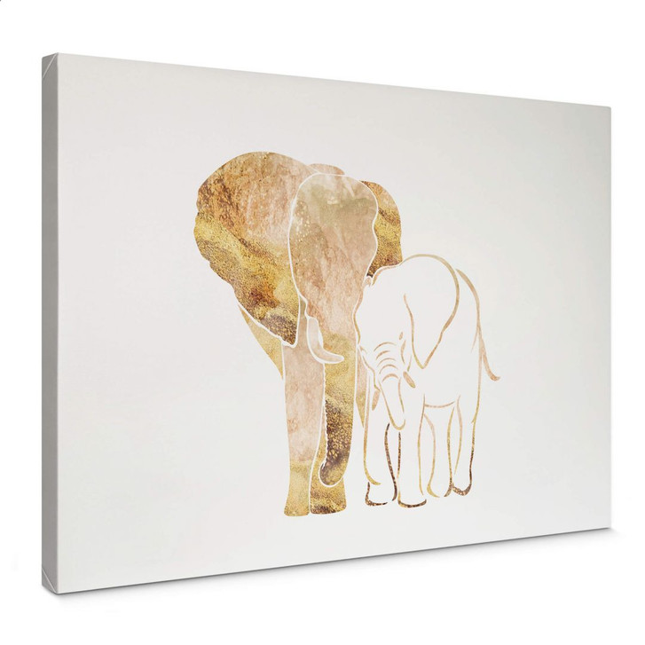 Leinwandbild Manovski - Line Art - Goldene Elefanten - WA369653