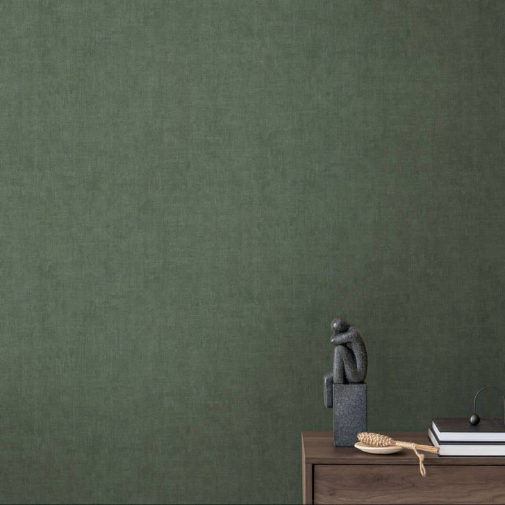 Strukturtapete Textil-Optik Tannengrün - Moderne Vliestapete dezent - WA480128