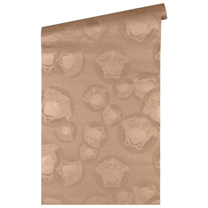 Versace Home Designer Vliestapete Medusakopf Taler Luxus Tapete Rosa glänzend - WA382457