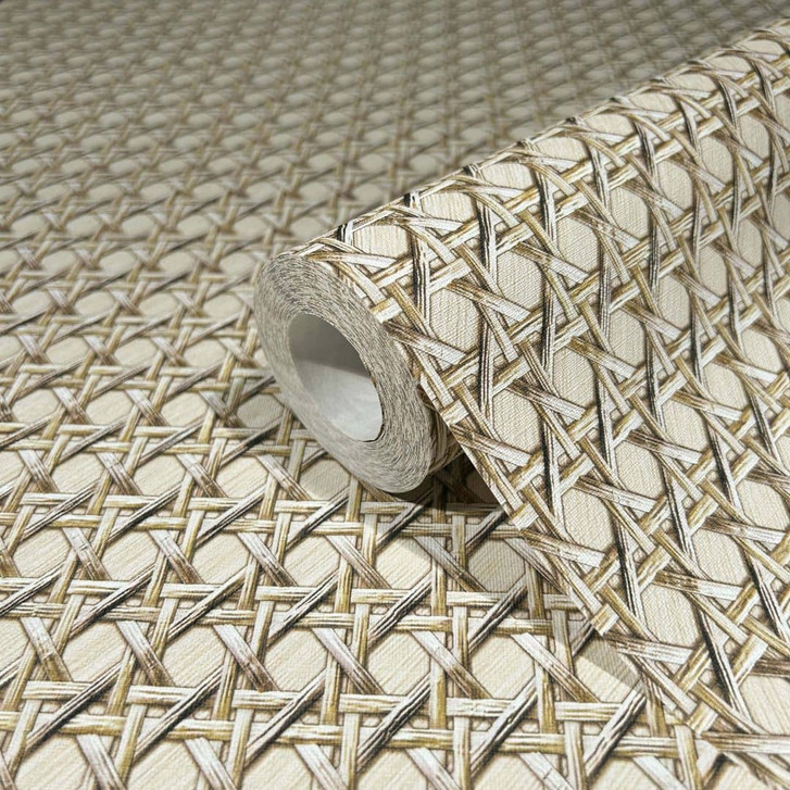 Vliestapete in Holzoptik und Flechtoptik beige Holzoptik - WA450870