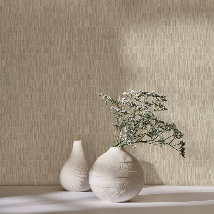 Vliestapete in strukturiertes Kachelmotiv beige Textiloptik - WA508229