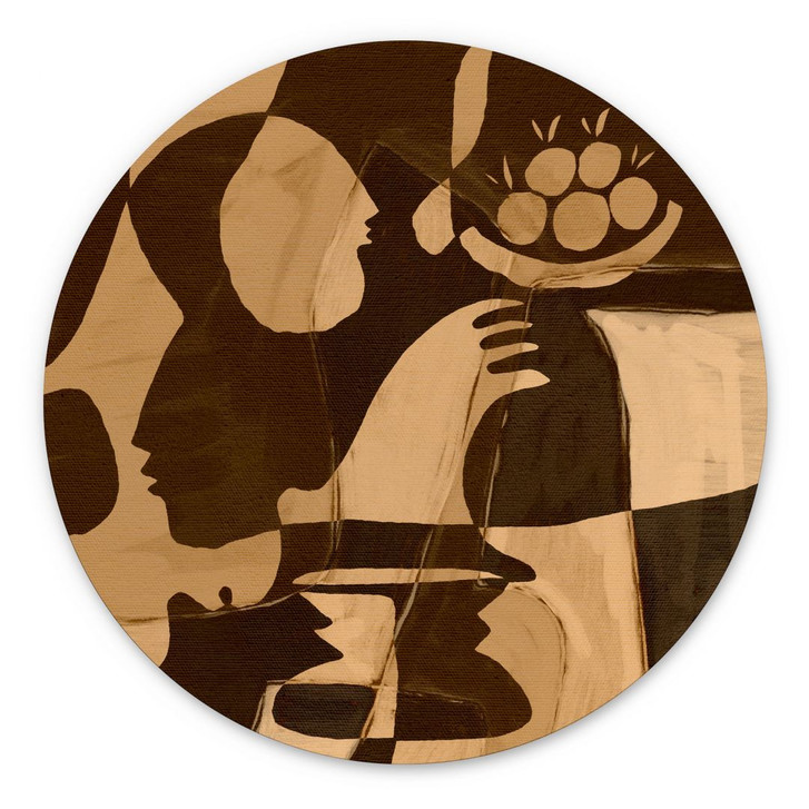 Wandbild Abstrakte Komposition in warmen Erdtönen - Al Dafai - Alu-Dibond Rund - WA436770