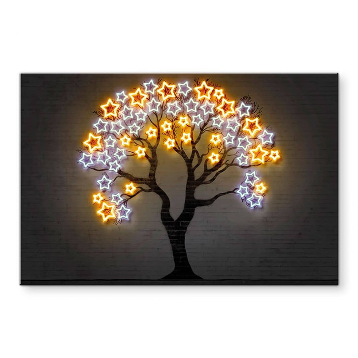 Acrylglasbild Baum mit Sternen | Kunst im Neon Design - Mielu - WA449280