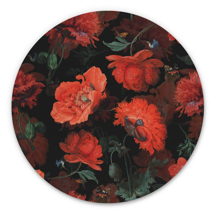 Alu-Dibond UN Designs - Rote Blüten - Rund - WA325708