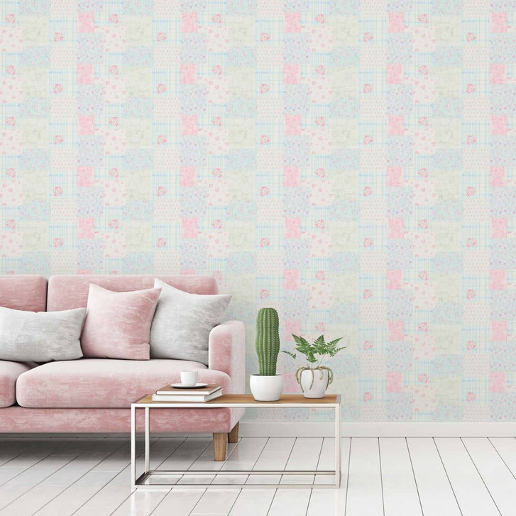 Blümchentapete blau rosa - Vliestapete Landhaus A.S. Création - matt und leicht strukturiert - WA396268