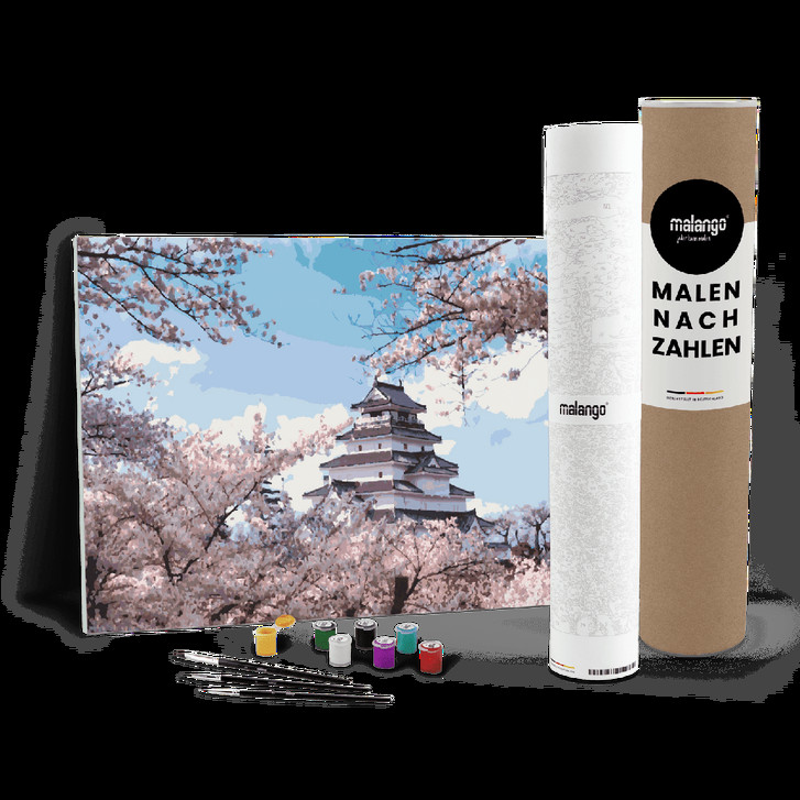 Malen nach Zahlen Leinwandbild - Landschaft Tempel der Sakura - WA446840