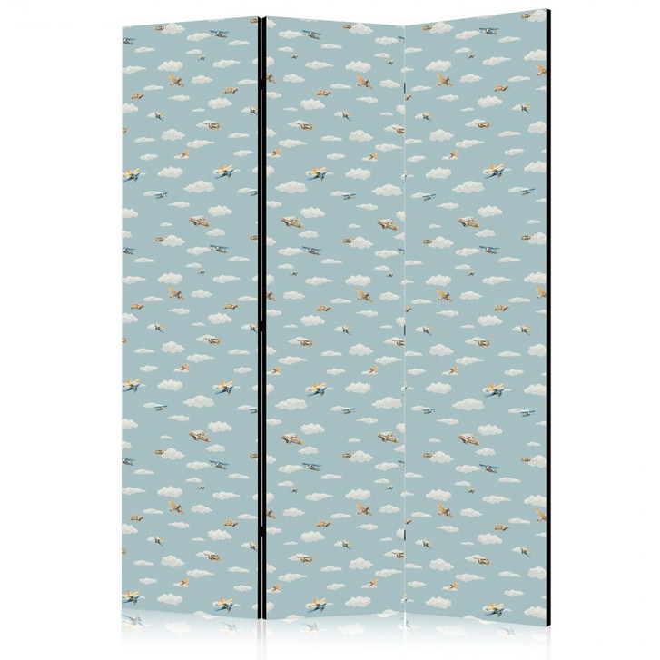 Paravent, Raumteiler freistehend, Trennwand - Illustration - Yellow-Blue Airplanes Against a Blue Sky - WA442515