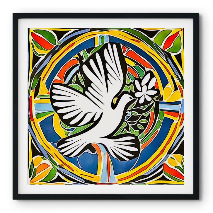 Poster Bunte Friedenstaube - Inspiriert von Matisse - Zamart - Quadratisch - WA409449