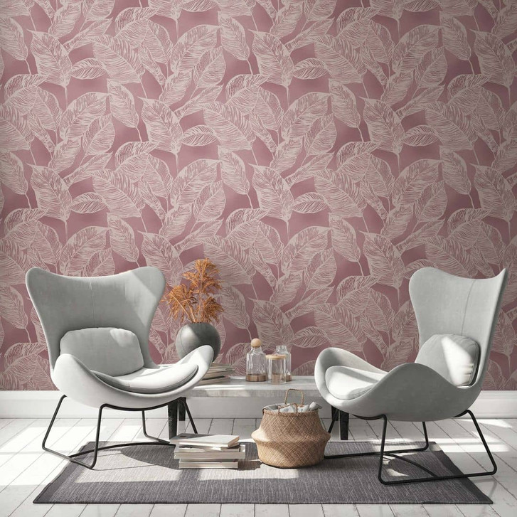 Tapete Floral - Vliestapete Blätter Nachhaltig von A.S. Création Lila Beige Natur 386634 - WA395603