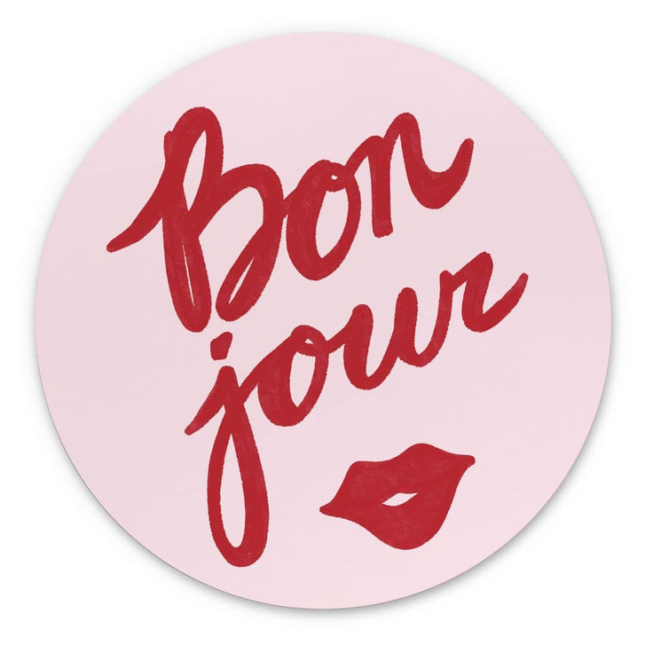 Wandbild Bonjour mit Kussmund - Fritsch - Alu-Dibond - Rund - WA393801