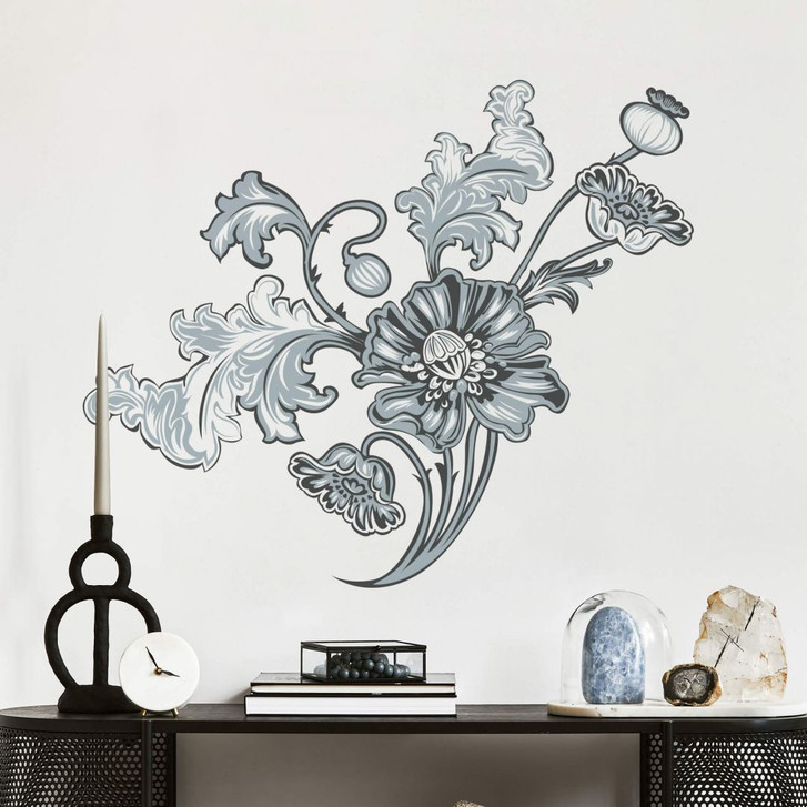 Wandsticker Blumenranke 2 grau - WA198978