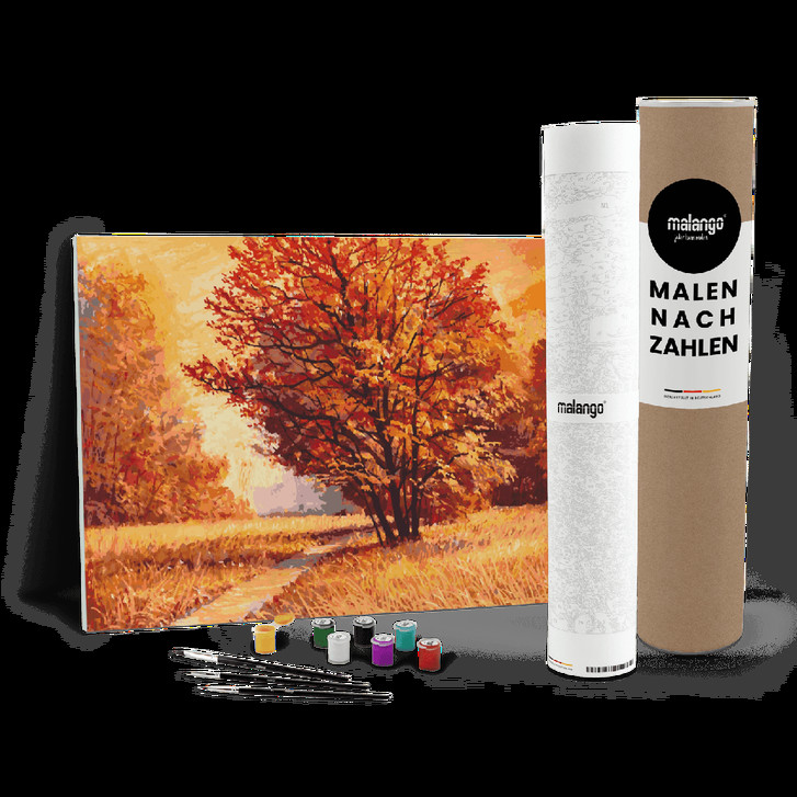 Malen nach Zahlen Leinwandbild - Landschaft Weg im Herbst - WA446922