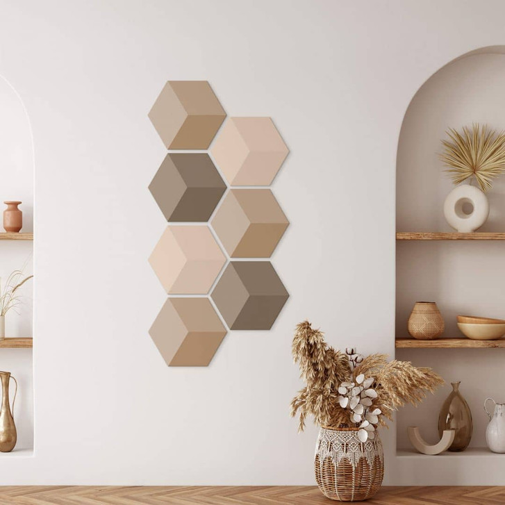 3D Hexagon - Alu-Dibond Braun Set (7er Set) - WA324696