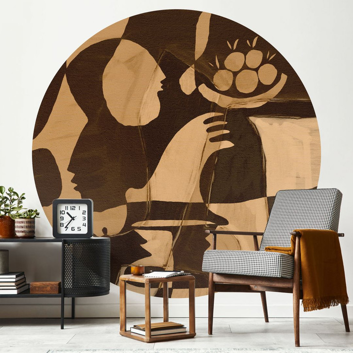 Fototapete Abstrakte Komposition in warmen Erdtönen - Al Dafai - Rund - Selbstklebend/Vlies - WA468405