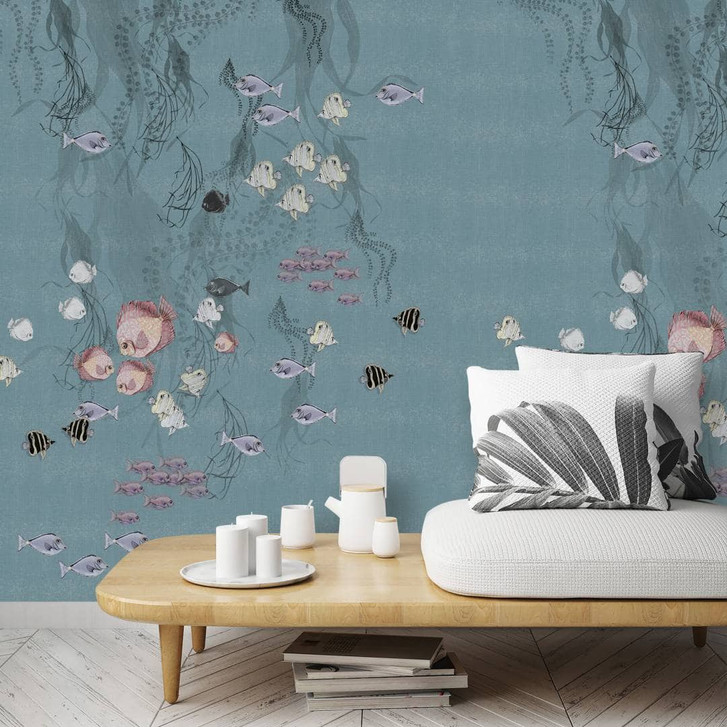 Fototapete mit Fischen, Grün Illustration 3.40 x 2.12 m - WA448872