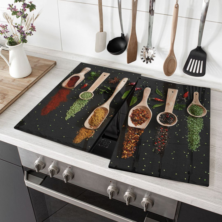 Herdabdeckplatte Kräuter und Gewürze auf Holzlöffel - Dingemans - WA402225