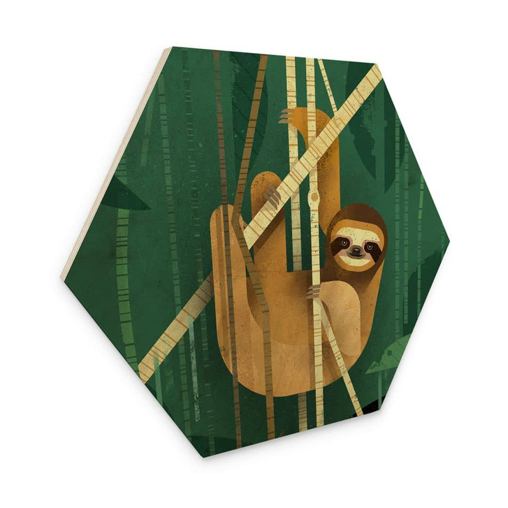 Hexagon - Holz Braun - Faultier - WA332733