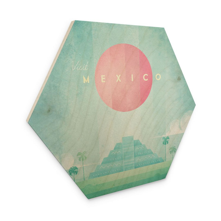 Hexagon-Holzbild Tempel von Kukulcán in Chichén Itzá - Rivers - WA425386