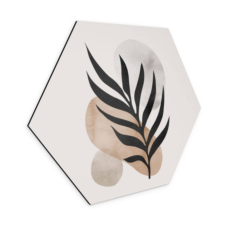 Hexagon Wandbild Botanische Silhouette mit kunstvoller Geometrie - Costa - Alu-Dibond - WA431516