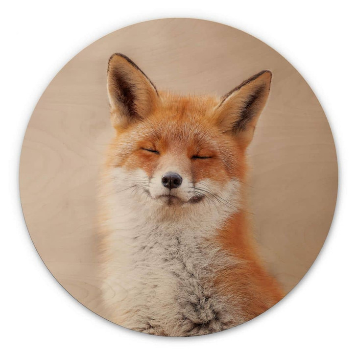 Holzbild van Duijn - Zufriedener Fuchs - Rund - WA327075