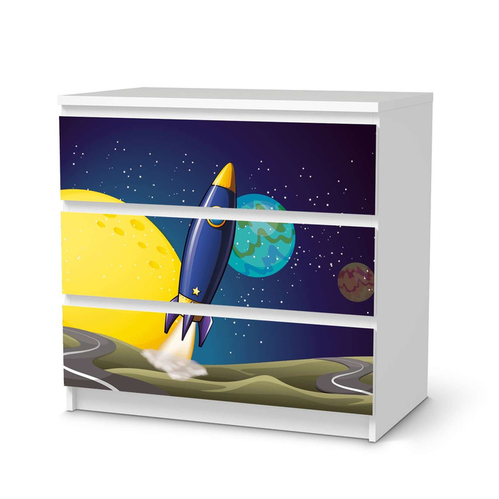 Klebefolie IKEA Malm Kommode 3 Schubladen - Space Rocket - CR109873