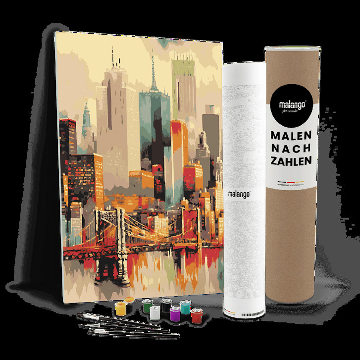 Malen nach Zahlen Leinwandbild - New York Spiegelbild im East River - WA447678