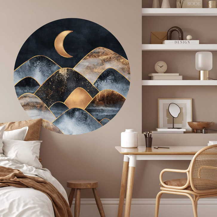 Wandtattoo Fredriksson - Berge im goldenen Mondlicht - Rund - WA383588