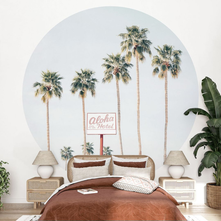 Fototapete Palmen am Hotel Aloha - Sisi & Seb - Rund - Selbstklebend/Vlies - WA470684