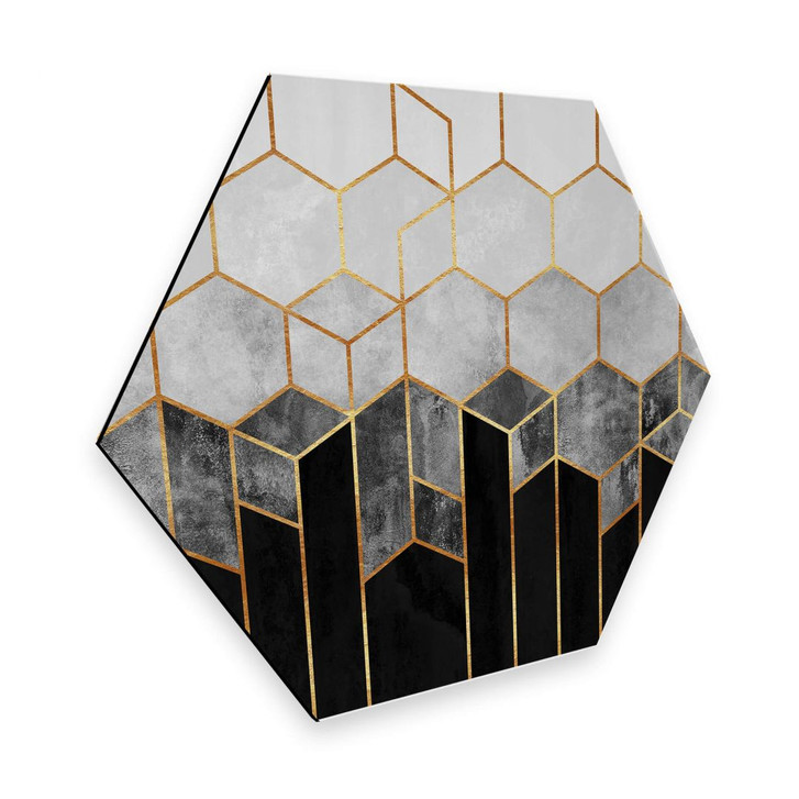 Hexagon - Alu-Dibond Fredriksson - Hexagone: schwarz und grau - WA309319