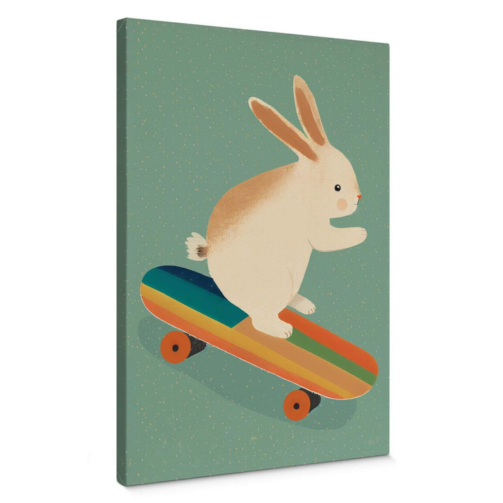 Leinwandbild Treechild - Niedlicher Hase auf einem Skateboard - WA376387