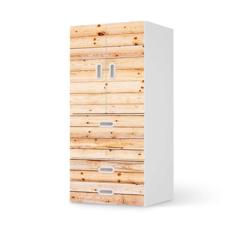 Möbelfolie IKEA Stuva / Fritids - 3 Schubladen und 2 kleinen Türen - Bright Planks - CR117550