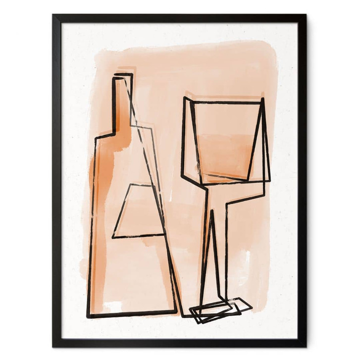 Poster Abstraktes Stillleben: Flasche und Weinglas - Treechild - WA408982