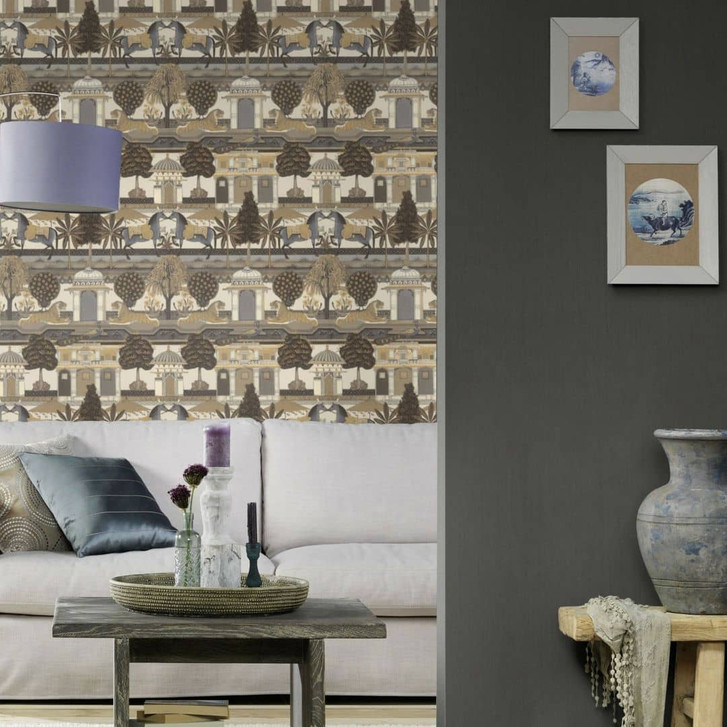 Rasch Vliestapete, Unitapete Indian Style anthrazit - WA410112