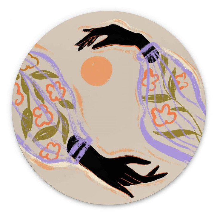 Rundes Wandbild Arty Guava - Umarme die Sonne - Alu-Dibond - WA393889