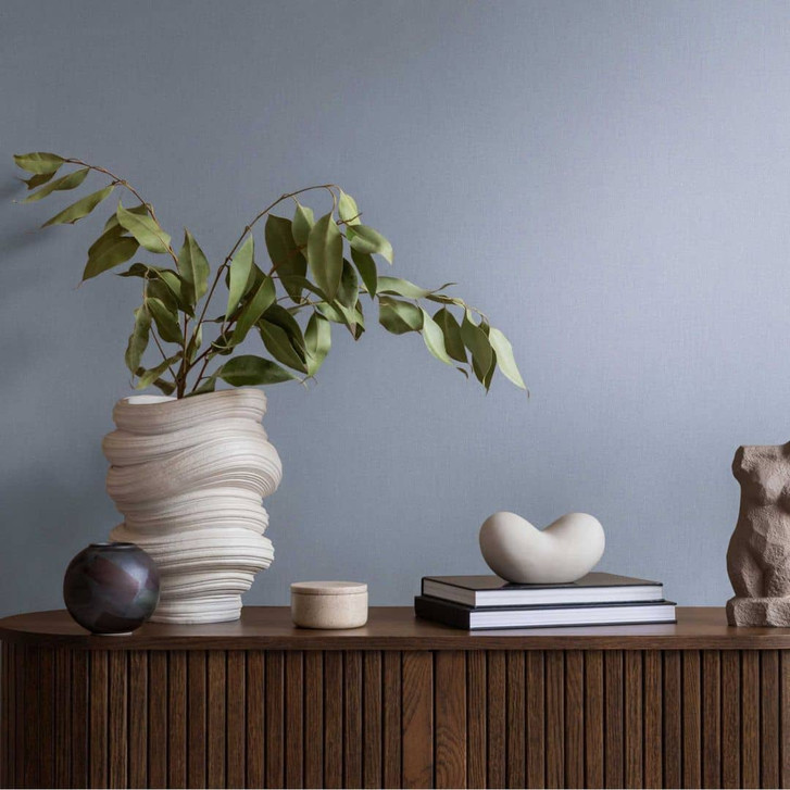 Unitapete mit Leinen-Optik Grau Blau – Einfarbige Vliestapete – Strukturtapete modern - WA465239