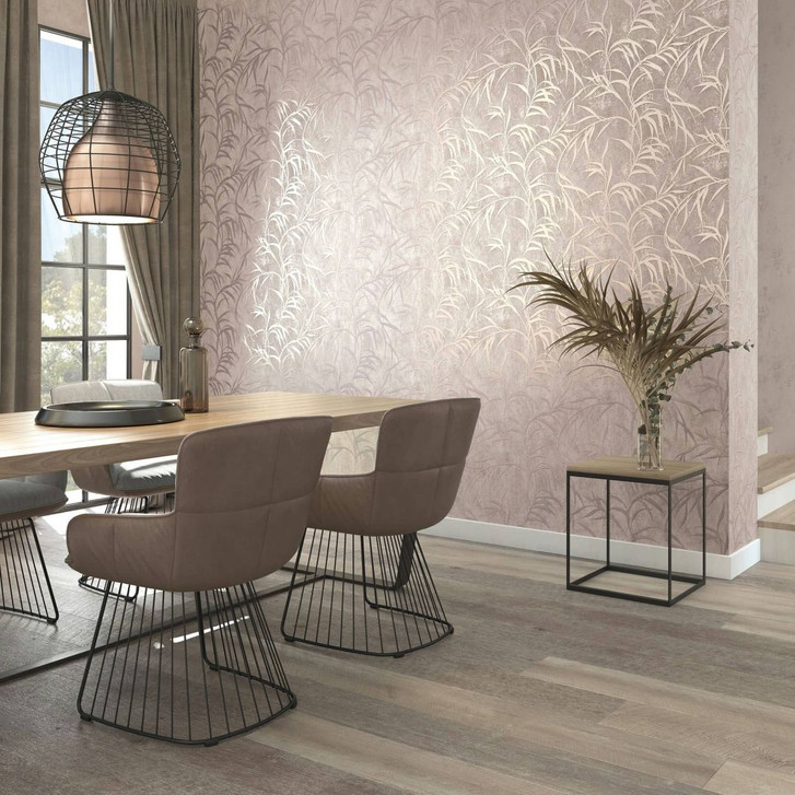 Vliestapete mit Blättern in Betonoptik braun Floral - WA508030