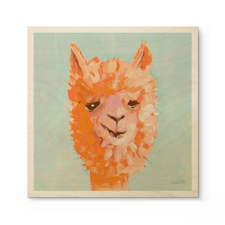 Holzbild Oranges Alpaca - Zwara - Quadratisch - WA425580