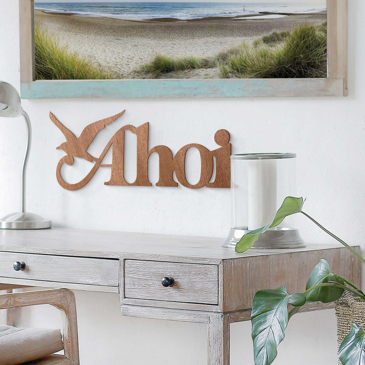 Holzdeko Mahagoni - Ahoi mit Möwe - WA309774