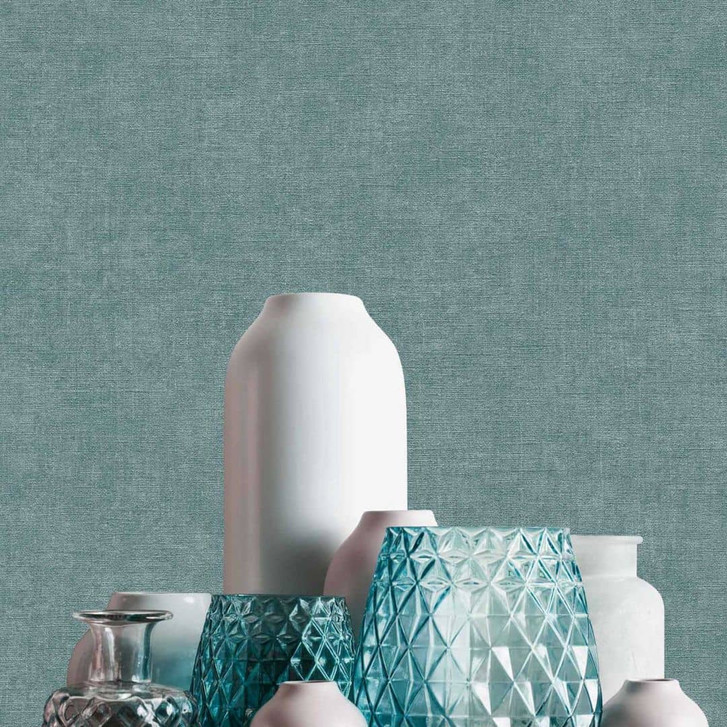 Leinenstruktur-Tapete in kühlem Blau - Vliestapete für modernes Ambiente - WA397081