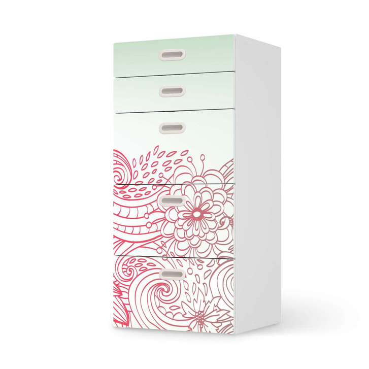 Möbel Klebefolie IKEA Stuva / Fritids Kommode - 5 Schubladen - Floral Doodle - CR113963