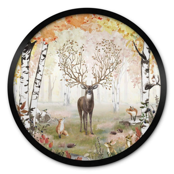 Poster Kikki Belle - Hirsch im Herbst - Rund - WA349029