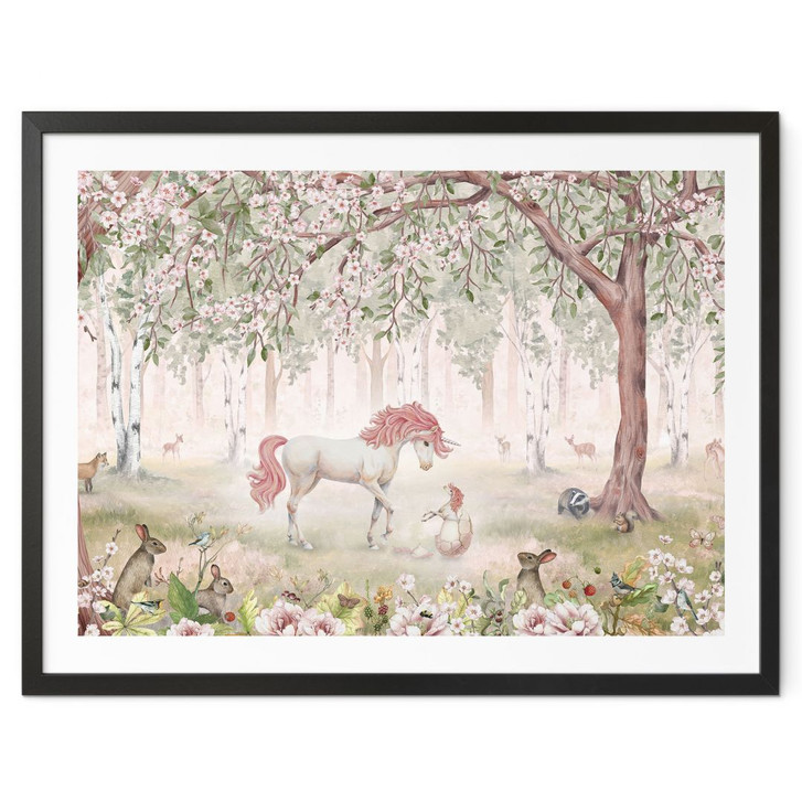 Poster Märchenhafter Wald mit Einhörnern - Kikki Belle - WA409315