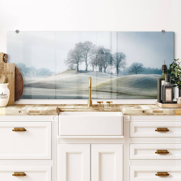 Spritzschutz Frostige Hügellandschaft - Eisenmann - Panorama - WA434705