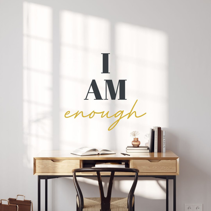 Wandtattoo Affirmation Spruch - I am enough anthrazit-senfgelb - WA509513